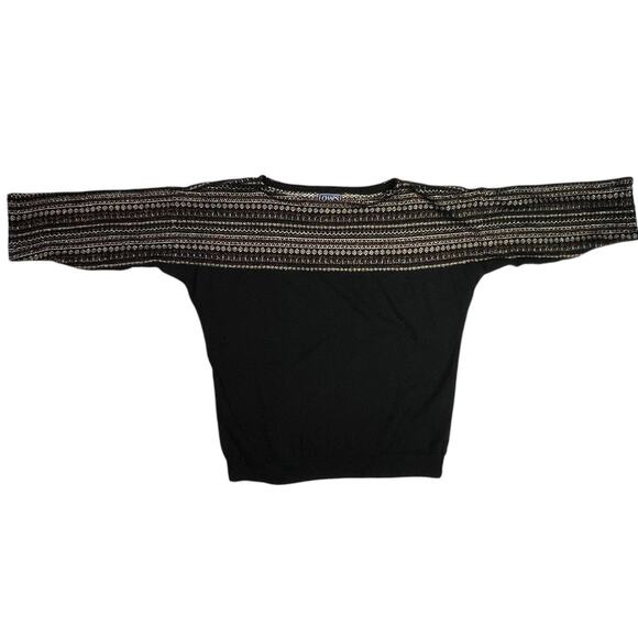 Chaps Classics Boat Neck Knit Sweater 3/4 Sleeve Petite Large Black Metallic Gol - Picture 7 of 14